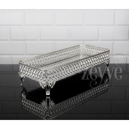 Serving Tray Luxury Service Plate Golden Silver Rectangle Square Small Big Turkish Arabic Oriental Eastern
