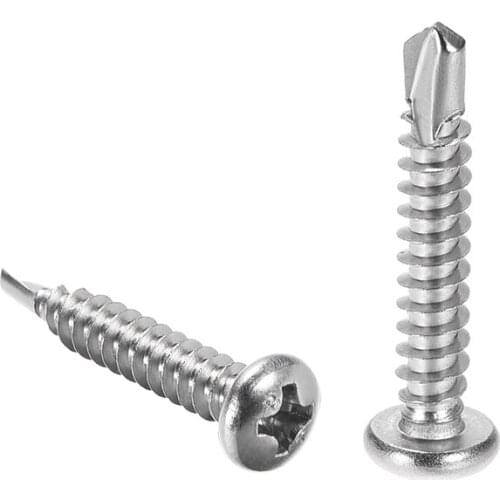 Uxcell 60pcs #10 x 1" Self Tapping Screws 410 Stainless Steel Phillips Pan Head Self Drilling Screws for Home Office DIY