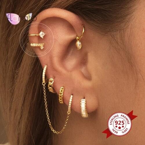 1PC Plated 24K Gold Ear Cuff Cartilage Ear Clip for Women No Pierced C Shape CZ Geometric Small Ear Cuff Jewelry
