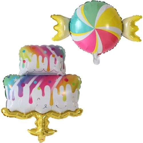 10/50pcs Rainbow Birthday Cake Foil Balloons Colorful Candy Helium Balloon Birthday Party Wedding Decoration Supplier Air Globos