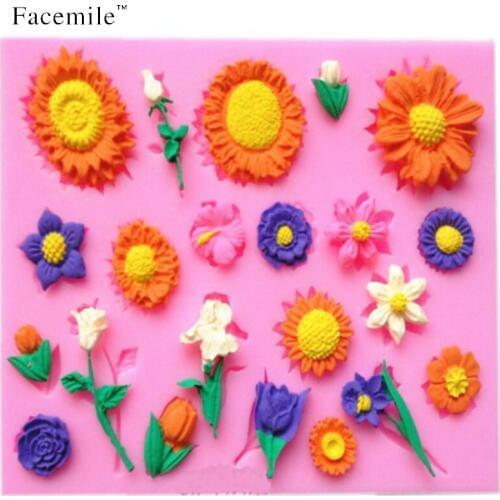 3D Sunflower Eco-Friendly silicone cake tools silicon mold kitchen accessories moulds Cookie Tools baking tools 50-28 Gift