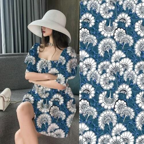 Telas Off White Flowers Prints Silk Fabric Brand 19mm Filc Clothes 95% Silk Fabrics Stretch Satin Hot Sale Dress Tissu Minky