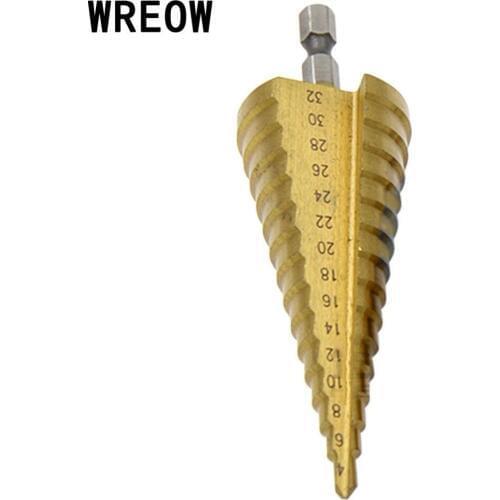 Hex Shank 4-32mm HSS Titanium Step Cone Drill Bit Woodworking stepped Drill Hole Saw Drilling Cutter Power Tool for Wood plastic