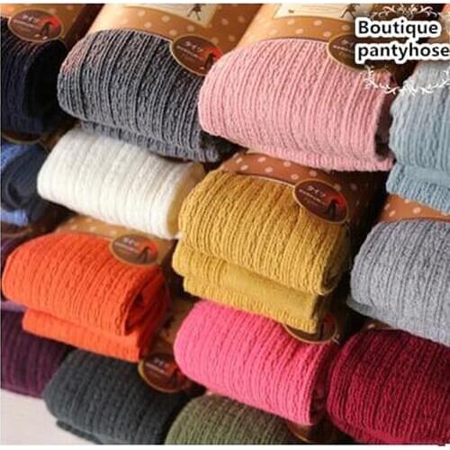 Trend Knitting High elastic super thick Womens pantyhose fashion casual vertical cotton stripes tights 18 Colors free ship