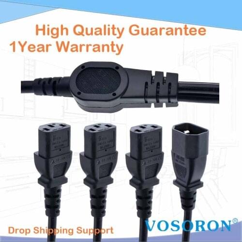 High Quality IEC 320 C14 Male Plug to 3XC13 Female Y Type Splitter Power Cord , C14 to 3 x C13, 250V/10A