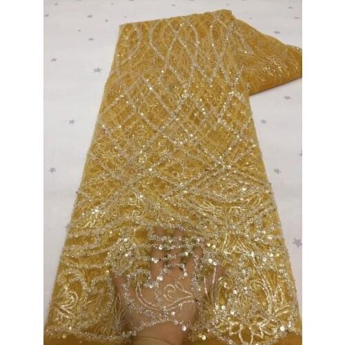 High Quality African Tulle Lace Fabric Handmade Beads Laces Fabrics Nigerian Bridal Lace Fabric French Net Mesh Lace