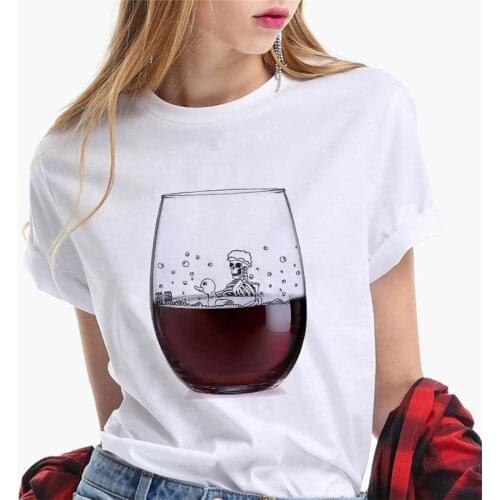 Womens T-shirt Summer 2021 Wine Glass graphic t shirts Steetware Tops Female Fashion Short Sleeve Ladies Tshirt Plus Size 3XL