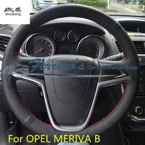 Free Shipping Hand sewing Microfiber leather steering wheel covers for 2011-2013 OPEL meriva B S10