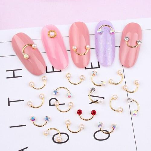 10 Pcs/Lot Charm Alloy Latest 3D "U" Shape Design Diy Studs For Strass Nails Art Alloy Metal Rhinestones 3D Decorations Nail Art