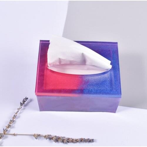 13MC Tissue Box Crystal Epoxy Resin Mold Jewelry Storage Napkin Holder Silicone Mould DIY Crafts Trinket Gift Case Home Casting