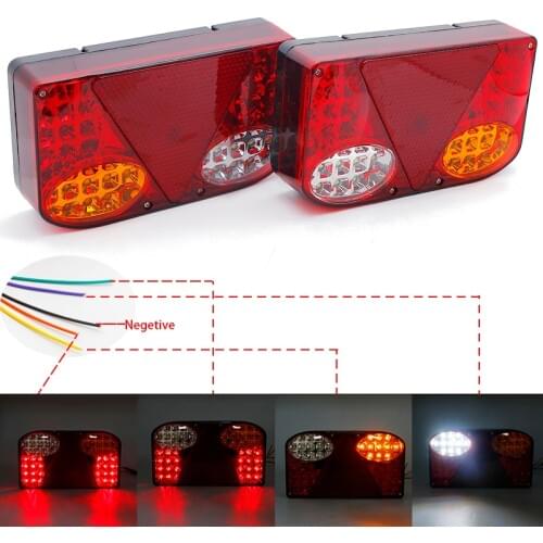 2Pcs universal 12V Truck LED Rear Tail Light trailer Warning Lights Rear Taillight stop lorry bus brake reverse turn indicator