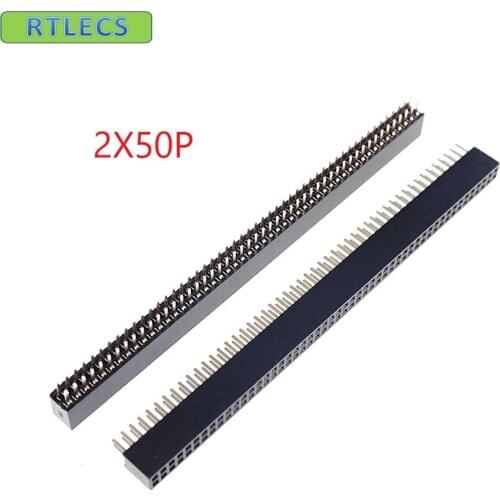 300pcs 2x50 P 100 pin 1.27mm Pitch Pin Header Female dual row straight through hole DIP Rohs Lead free