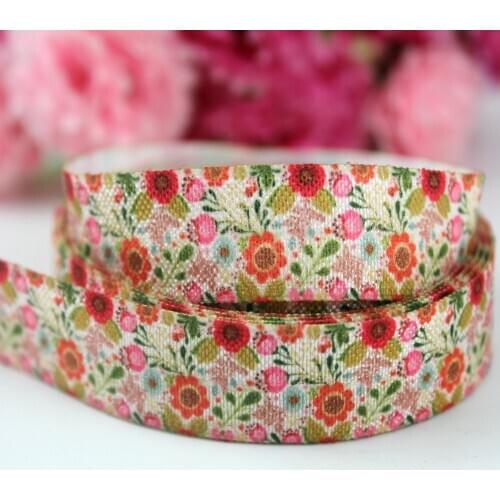 5/8'' 16mm flowers patterned webbing fold over elastic ribbon decorative tape textile