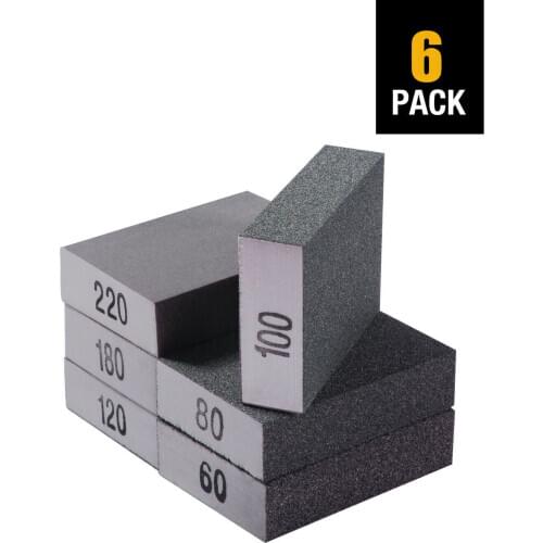 6 Pack Hand Sanding Blocks Sanding Sponges 60/80/100/120/180/220 Grit Assortment