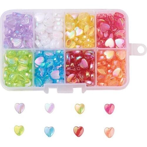8 Color Transparent Beads Diy Jewelry Accessories Handmade Acrylic Material Heart-Shaped Beads