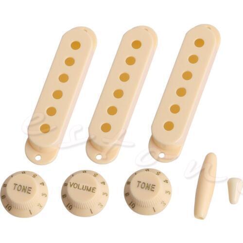 8pcs SSS Pickup Cover Volume Tone Knob Switch Tip Set For Electric Guitar ST Cream