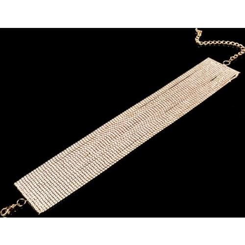 Bohemia Layered Choker Necklace Gold Rhinestone Multilayer Collar Necklace for Women and Girl at Party Halloween Costume Jewelry