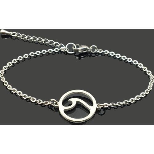 High Quality Sea Spray Charm Stainless Steel Chain Bracelet Stainless Steel Ocean Wave Pendant Chain Bracelet