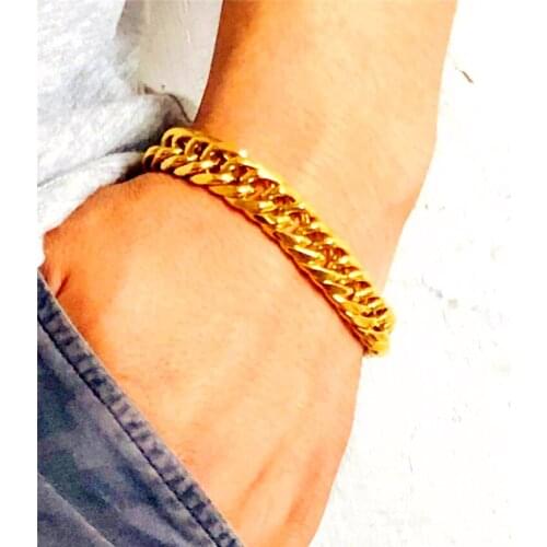 Yellow Gold GP Chain Bracelets For Man 6/8/10mm Wrist Bracelet & Bangles Pulseira 2021 New Fashion Jewelry Accessories Bijoux