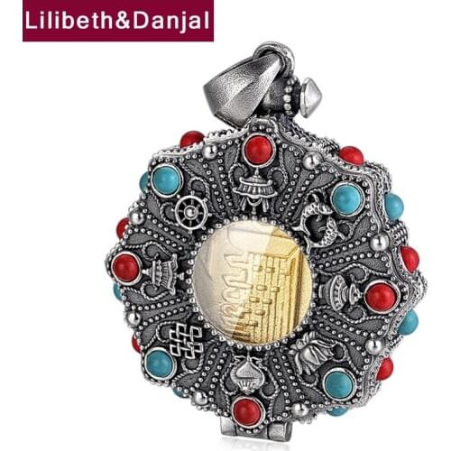 Buddha Amulet Gawu Box Pendant Real 925 Sterling Silver Inlaid natural stones Necklace Pendant for Women Men Jewelry 2020 P55