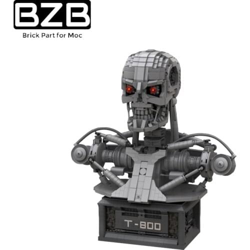 BZB MOC Terminal Robot T800 Bust High-tech Robot Creative Building Block Model Kids Toys Boys DIY Brick Parts Best Gifts