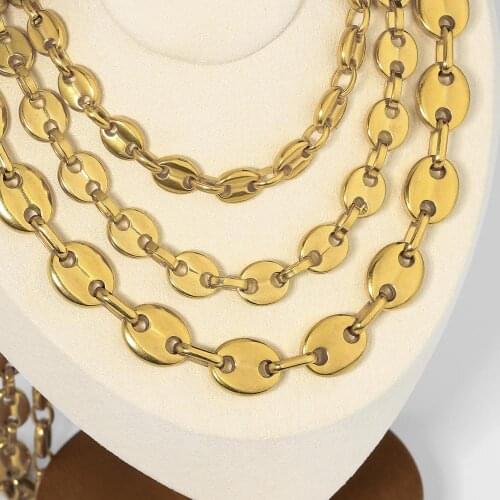 Stainless Steel Tab Chains Necklaces For Women Men Mariner Anchor Link Chains Punk Hip Hop Handmade Jewelry