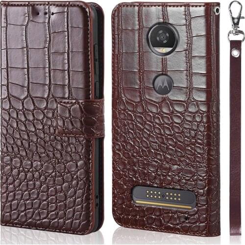 Wallet Case for Motorola Moto Z2 Play Leather Book Phone Bag Flip Cover Magnet Coque for Motorola Moto Z2 Play Crocodile skin