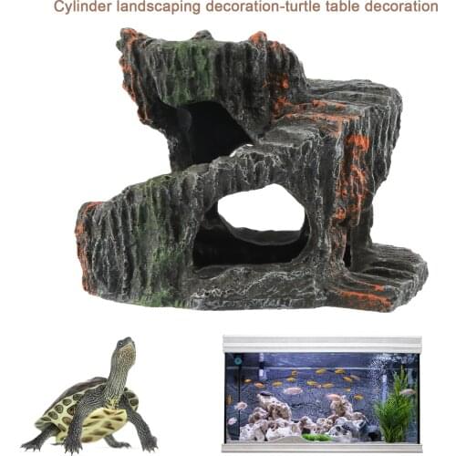 Tortoise Reptiles Basking Climbing Platform Resin Hiding Cave Aquarium Ornament