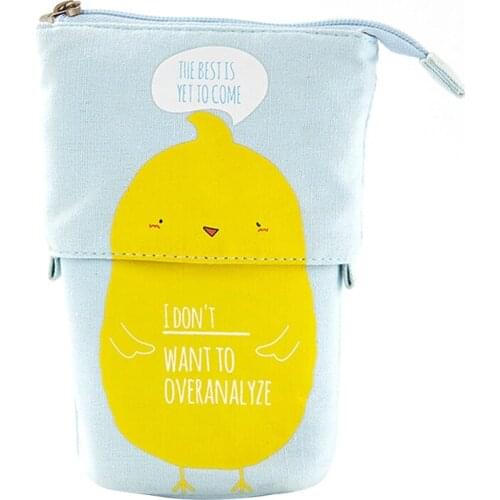 Stand Up Pencil Holder Pencil Case Pen Bag Cute Cartoon Stationery Organizer Cosmetics Pouch for Students