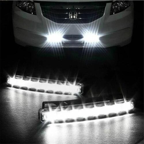 2x Car Light Assembly LED Daytime Running Light Daylight Waterproof 12V 8LED DRL Car Driving Rinning Lamp White DC 12V