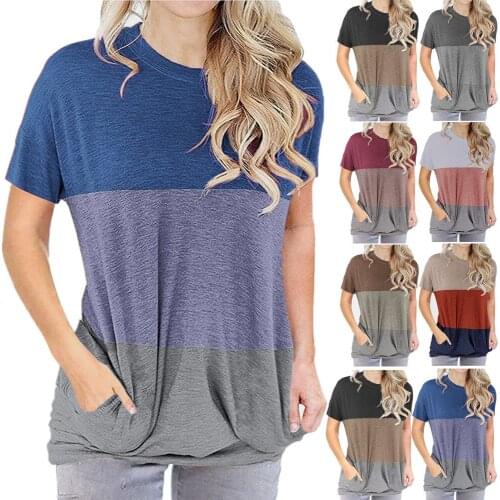 T Shirt Women 2021 New Oversized The New Summer Hot Style Round Collar Loose Short Sleeve T-shirt Pocket Bat Tshirt LDM20210108