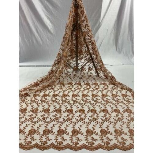 Hot Sale African Mesh Lace Fabric Nigerian Style Tulle Embroidery Craft Sewing DIY Supplies Banquet Party Wedding Dress 5 Yards