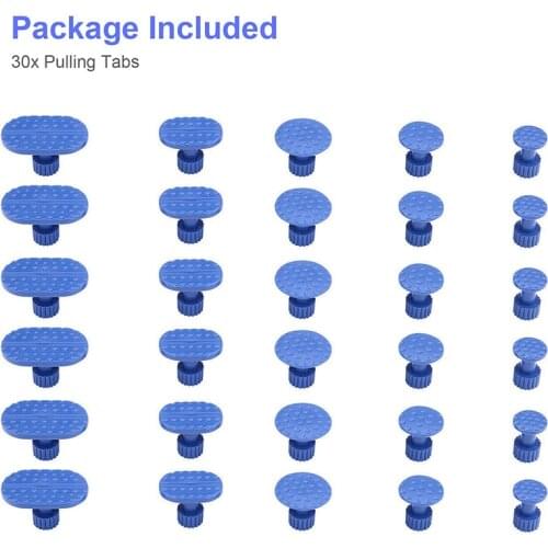 30Pack Car Body Paintless Dent Hail Repair Tool Plastic Glue Puller Tabs Pad Automobile Repair Tools with Pull Head Set