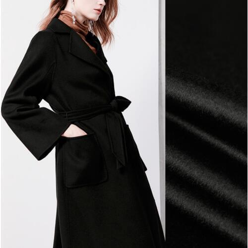 Quality 150CM Wide 850G/M Weight Double Faced Thick Black Rabbit Wool Silk Fabric for Winter Autumn Jacket Overcoat J115