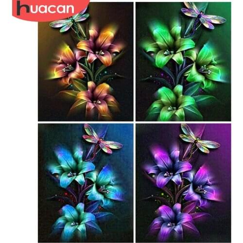 HUACAN Painting By Numbers Lily Wall Art Unique Gift Hand Painted On Canvas Picture By Numbers Flower For Living Room