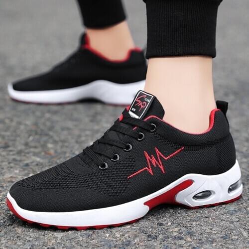 Men Air Mesh Sneakers Athletic Running Shoes Red Walking Shoes Sport Non-Slip Breathable Men Sports Shoes Plus Size Tenis Fila