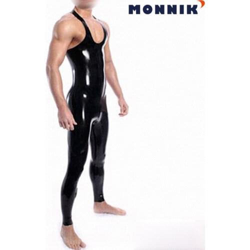 MONNIK latex Latex Rubber Catsuit Sleeveless Bodysuit Garment Club Wear Jumpsuit Gummi 0.4mm