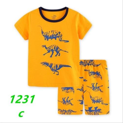 Hot Sale Children Dinosaur Pajamas Set Girls Cotton Short Sleeves Nightwear Kids Baby Home Wear Sleepwear Clothes PJS