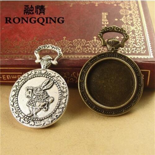 RONGQING 30pcs/lot rabbit music Retro Tray DIY Accessories Wholesale Craft 20mm