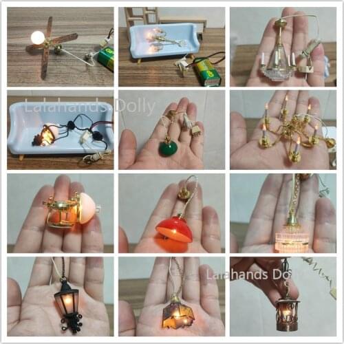 New 1pcs Mini Dollhouse 1:12 Mini Fashion Can Be Bright Chandelier Doll House Lamps Decor Accessories Dollhouse Furniture Toys