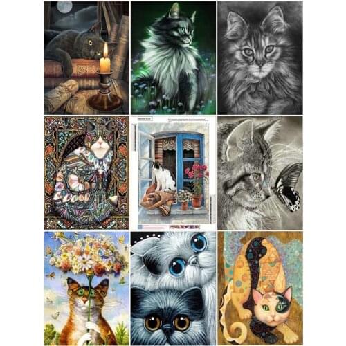 Full Round Diamond Painting Cat Crafts Diamond Embroidery Cartoon Animal Craft Cross Stitch Home Decoration