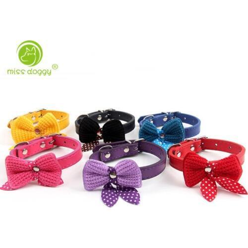 6 Colors 3 Sizes Adjustable Dog Collar Knit Bowknot Accessories Collar for Dogs Small Puppy Pet Cats Collar perro Necklace