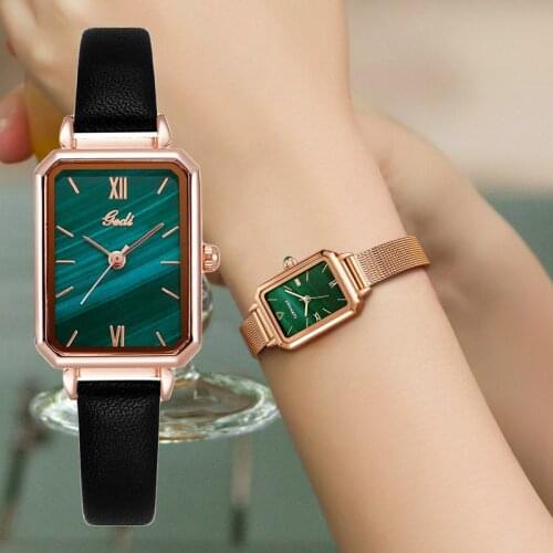 Luxury Green Watch Simple Fashion Watch Ladies Originality Retro Small Square Plate Fashion Watch Waterproof Quartz Watch