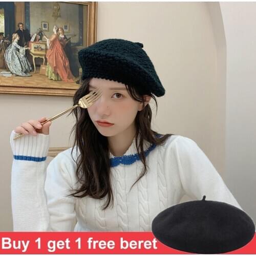USPOP Hat women winter new style beret thick knitted wool berets female warm hats
