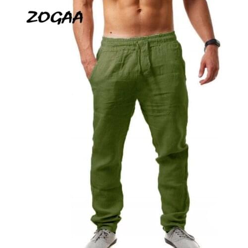 ZOGAA Pants Men Mens Breathable Cotton Linen Sports Trousers Trend Fashion Solid Simple Thin Casual All-match Large Size Male