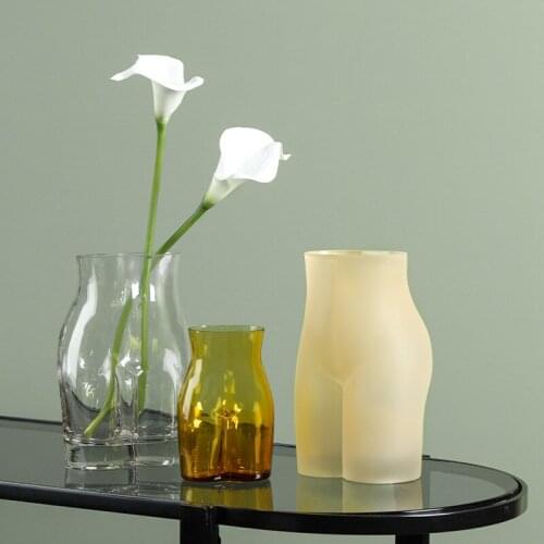 Nordic Body Art Sculpture Glass Vase Dry Flowers Ornaments Living Room Flower Arrangement Table Home Decoration Accessories