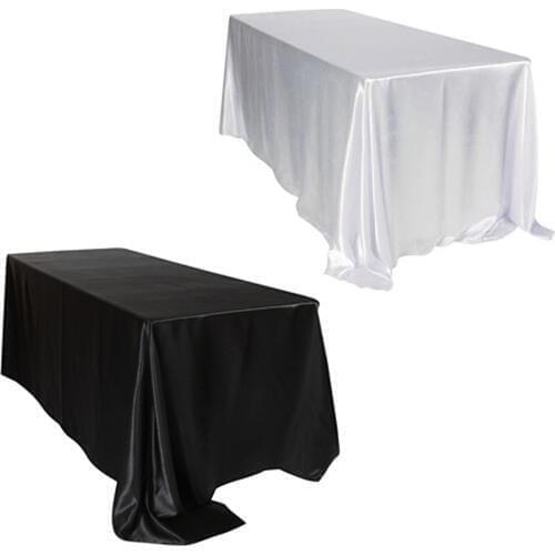 Pure Color Satin Tablecloth White Double Stitched Edge Rectangular Satin Table Cloth For Wedding Christmas Decoration 228x335cm