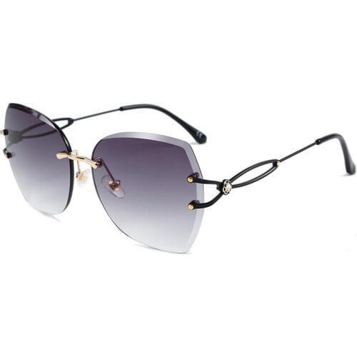 Vintage Rimless Stone Sunglasses Women Diamond Cutting Metal Frame Eyewear for Men Outdoor Gafas Oculos UV400 Shades 50250DF