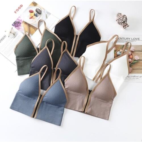 Sport Bra Running Women Deep V Neck Bra Zipper Top Push Up Vest Female Breathable Anti-sweat Crop Top Bralette Sollid Lingerie