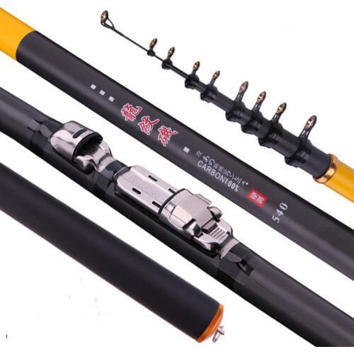 HOT 2020 NEW Rock Fishing Rod Carbon Fiber Telescopic Carp Pesca pole Portable Spinning travel ultralight 3.6M 4.5M 5.4M 6.3M